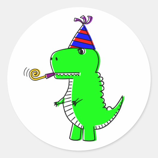 Sticker Rond Joli Dinosaur d'anniversaire (Devant)