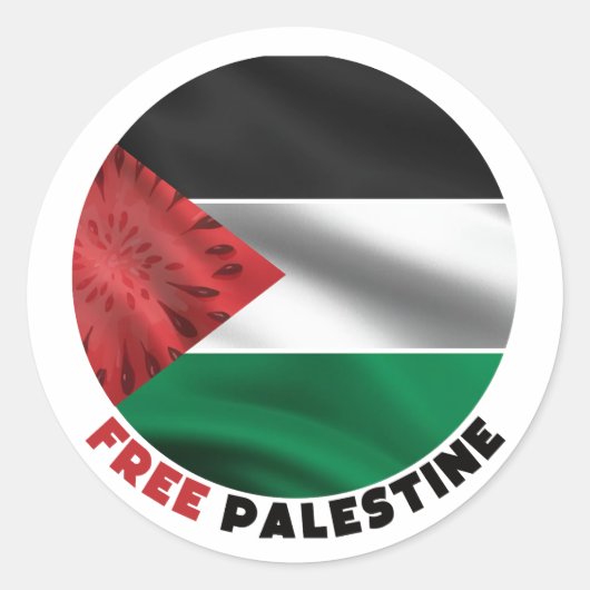 Sticker Rond Joli drapeau de la pastèque de Palestine, liberté (Devant)