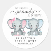 Sticker Rond Joli Elephant Garçon Et Fille Baby shower Twin (Devant)