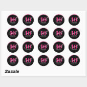 Sticker Rond Joli en Parties scintillant rose Glam Sweet sixtee (Feuille)