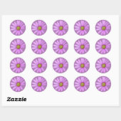 Sticker Rond Joli en Pink Cape Daisies Design (Feuille)