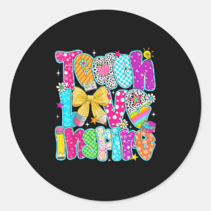 Sticker Rond Joli Enseigner Amour Et Inspirer Retour À L'école
