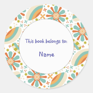 Sticker Rond joli et coloré dessin floral abstrait