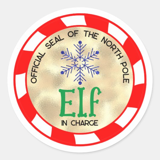 Sticker Rond Joli et drôle Elfe de Noël responsable (Devant)