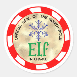 Sticker Rond Joli et drôle Elfe de Noël responsable