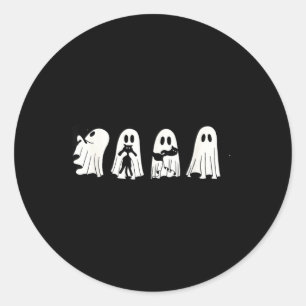 Sticker Rond Joli fantôme chat noir Halloween chaton effrayant