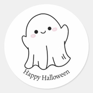 Sticker Rond Joli fantôme Chibi Joyeux Halloween