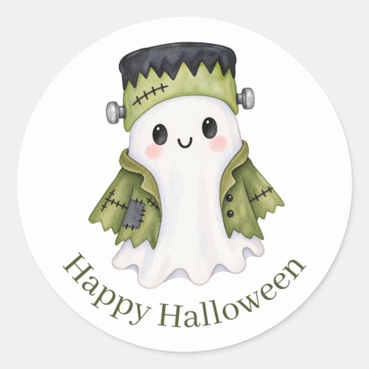 Sticker Rond Joli fantôme de Frankenstein | Halloween effrayant (Devant)