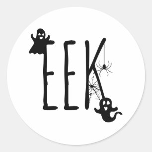 Sticker Rond Joli Fantôme D'Halloween, Eek