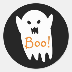 Sticker Rond Joli Fantôme Éffrayant Dit Boo