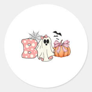 Sticker Rond Joli Fantôme Floral Boo Halloween Garçon Fille Fan