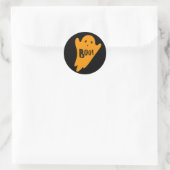 Sticker Rond Joli fantôme orange BOO classique halloween (Sac)