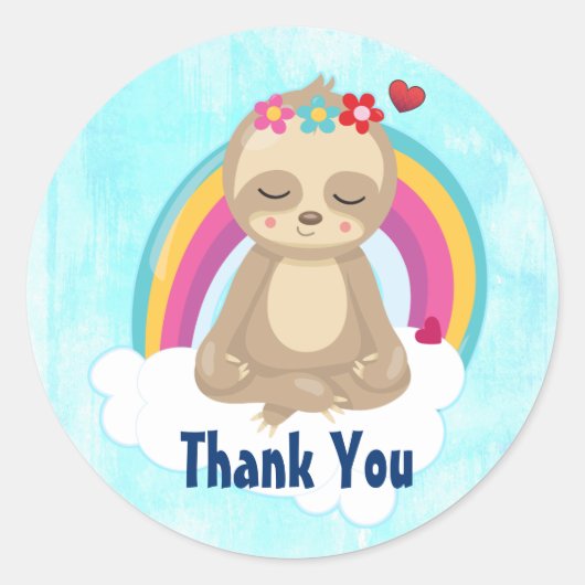 Sticker Rond Joli fentes Brown, Méditant sur un Merci nuageux (Devant)