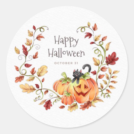 Sticker Rond Joli feuillage d'automne d'Halloween (Devant)