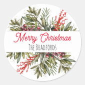 Sticker Rond Joli feuillage de Noël Botanique (Devant)