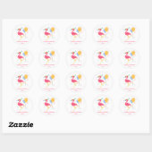 Sticker Rond Joli Flamant Moderne Joyeux Anniversaire Script (Feuille)