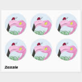 Sticker Rond Joli Flamant rose rose (Feuille)