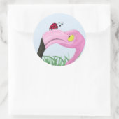 Sticker Rond Joli Flamant rose rose (Sac)