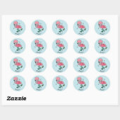 Sticker Rond Joli Flamant rose rose (Feuille)