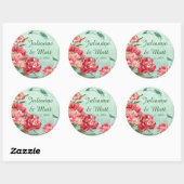 Sticker Rond Joli Fleur Rétro Favoriser Sceau Peonies Chintz (Feuille)