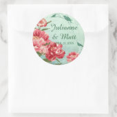 Sticker Rond Joli Fleur Rétro Favoriser Sceau Peonies Chintz (Sac)