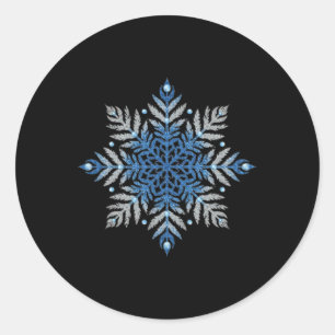 Sticker Rond Joli flocon de neige de vacances d'hiver neige cas
