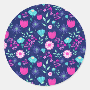 Sticker Rond Joli fond à motif floral