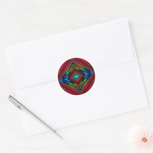 Sticker Rond ~ Joli Fractal multicolore ~ (Enveloppe)