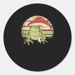 Sticker Rond Joli Frog Cottagecore Champignon Goblincore Crapau
