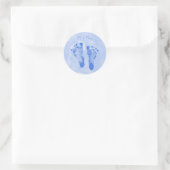 Sticker Rond Joli Garçon Empreintes Bébé Nouveaux Annoucements  (Sac)