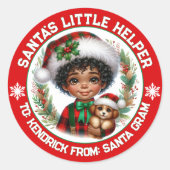 Sticker Rond Joli garçon et chiot afro-américain (Devant)