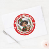Sticker Rond Joli garçon et chiot afro-américain (Enveloppe)