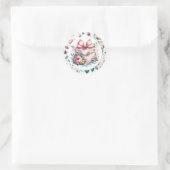 Sticker Rond Joli gâteau rose Shabby Chic Floral Anniversaire (Sac)