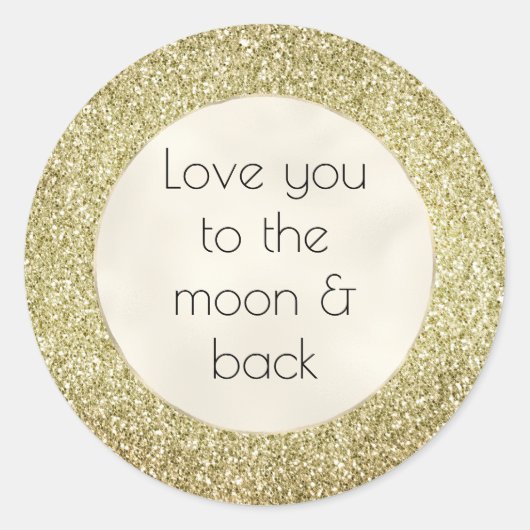 Sticker Rond Joli Gold Glitzy Parties scintillant Love (Devant)