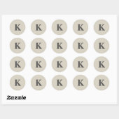 Sticker Rond Joli gris Monogramme (Feuille)
