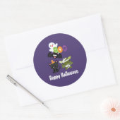 Sticker Rond Joli Halloween Chat, chauve-souris, maman et fantô (Enveloppe)