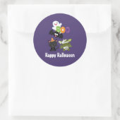 Sticker Rond Joli Halloween Chat, chauve-souris, maman et fantô (Sac)