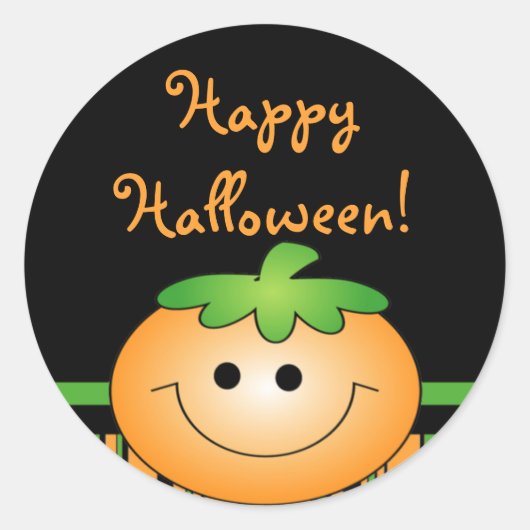 Sticker Rond Joli Halloween Citrouille (Devant)