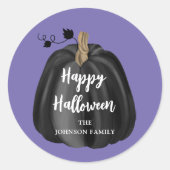 Sticker Rond Joli Halloween Citrouille de script mou violet (Devant)