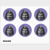 Sticker Rond Joli Halloween Citrouille de script mou violet (Feuille)