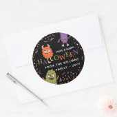 Sticker Rond Joli Halloween des monstres mignons (Enveloppe)