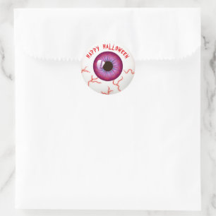 Sticker Rond Joli Halloween Éffrayant Bloodshot Eyeball amusant