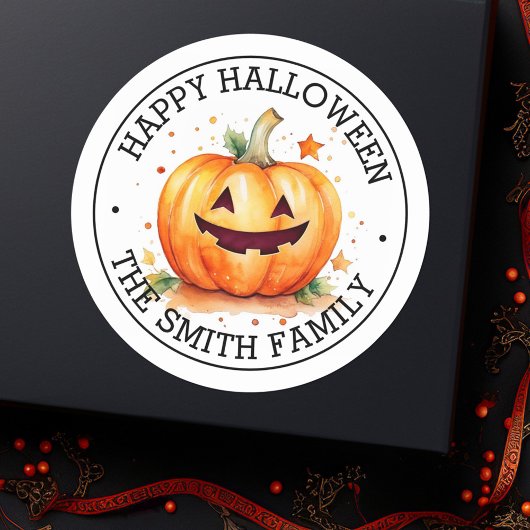 Sticker Rond Joli Halloween Jack-o-lanterne
