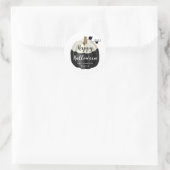 Sticker Rond Joli Halloween Noir Et Blanc Citrouille (Sac)