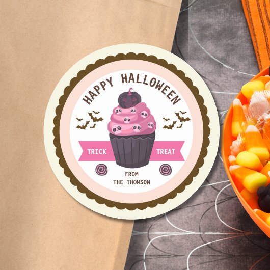 Sticker Rond Joli Halloween Pink Pastel