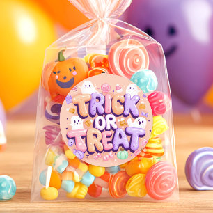 Sticker Rond Joli Halloween "Trick or Treat"