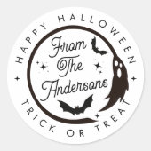 Sticker Rond Joli Halloween Trick ou Treat Ghost Bats (Devant)