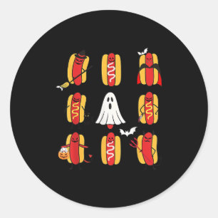Sticker Rond Joli Halloweiners Hot Dog Ghosts Halloween C