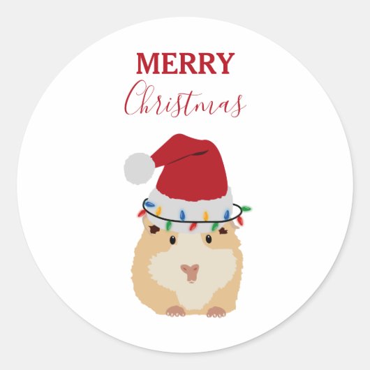 Sticker Rond Joli Hamster de Noël Funny Animal Santa Hat (Devant)