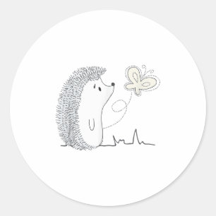 Sticker Rond Joli hérisson et papillon vintage Art & Gi